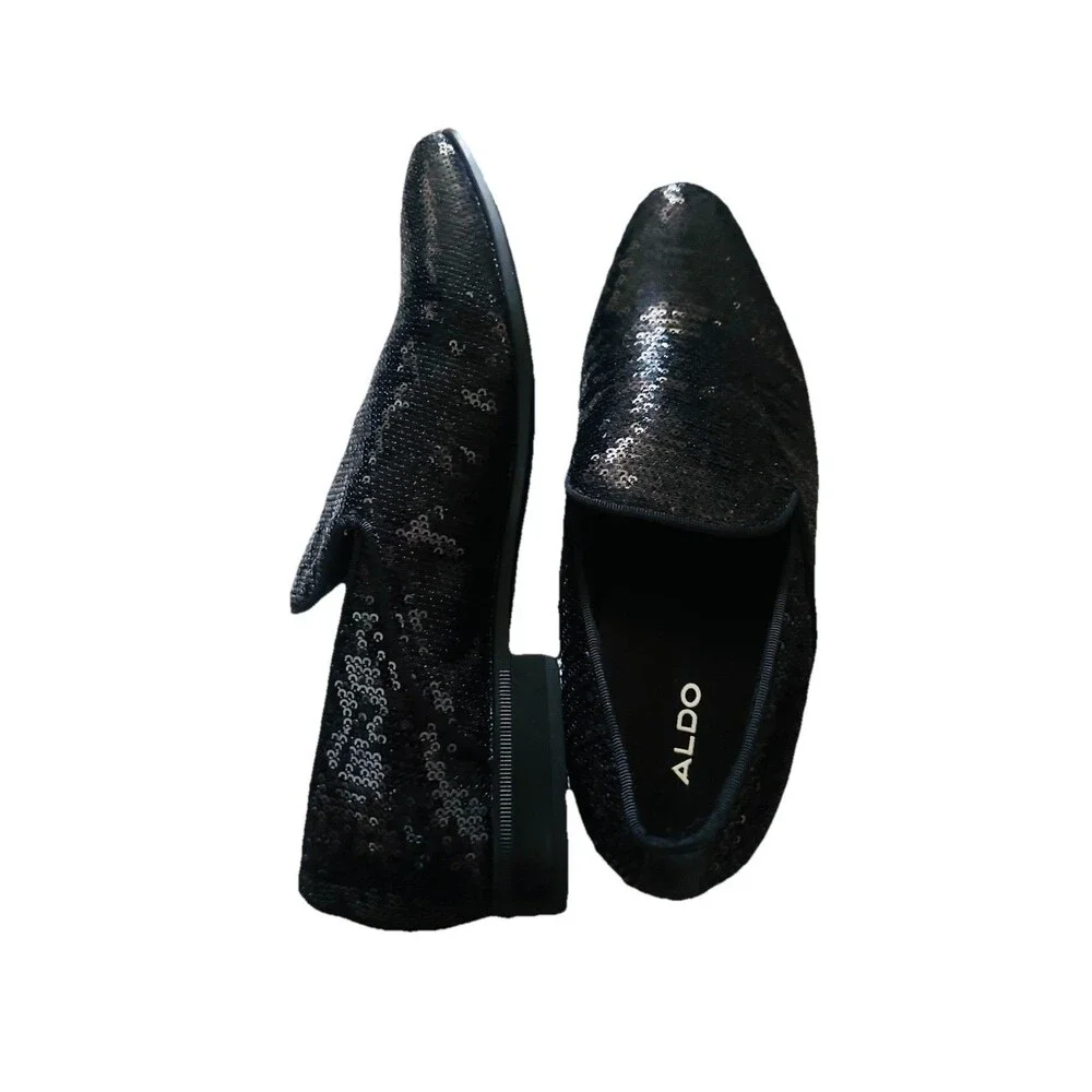 Aldo Black Sequin Michael Jackson Inspo Cosplay Men's Slip-On Dress Shoe SZ 8